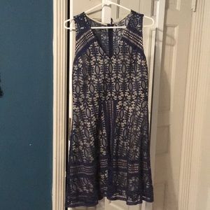 Navy and nude laced dress